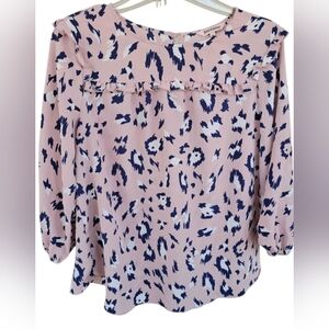 Juicy Couture Pink and Navy Patterned Blouse